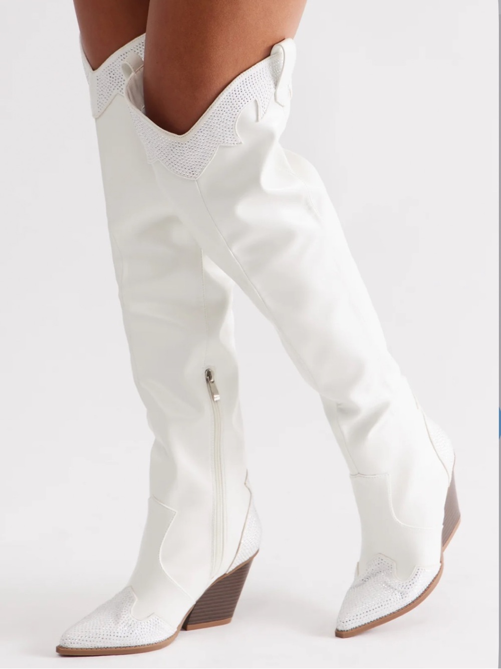 White Rhinestone Cowboy Boots